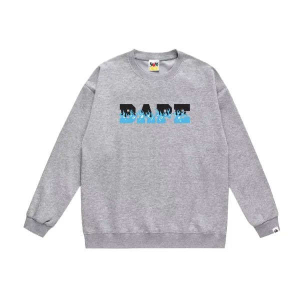 A Bathing Ape BAPE Flame Logo Gray Hoodie - 1