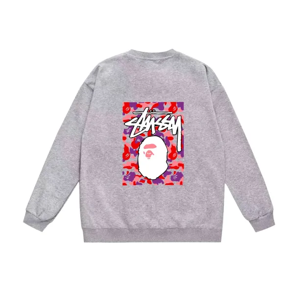 Stussy x A Bathing Ape Camo Graphic Hoodie Gray - 1