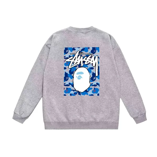Stussy x A Bathing Ape Blue Camo Graphic Hoodie - 1