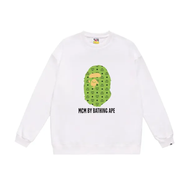 MCM x A Bathing Ape Logo Graphic White Hoodie - 1