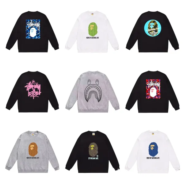 A Bathing Ape Shark Face Outline Gray Hoodie - 4