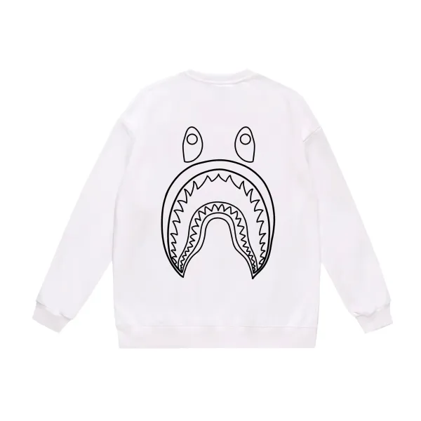 A Bathing Ape Shark Face Outline White Hoodie - 1