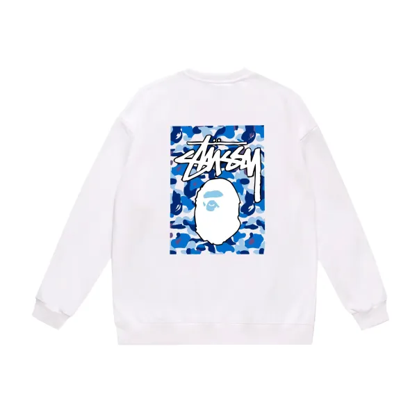 Stussy x A Bathing Ape Blue Camo Graphic Hoodie - 1