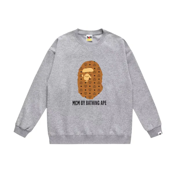 MCM x A Bathing Ape Logo Graphic Hoodie Gray - 1