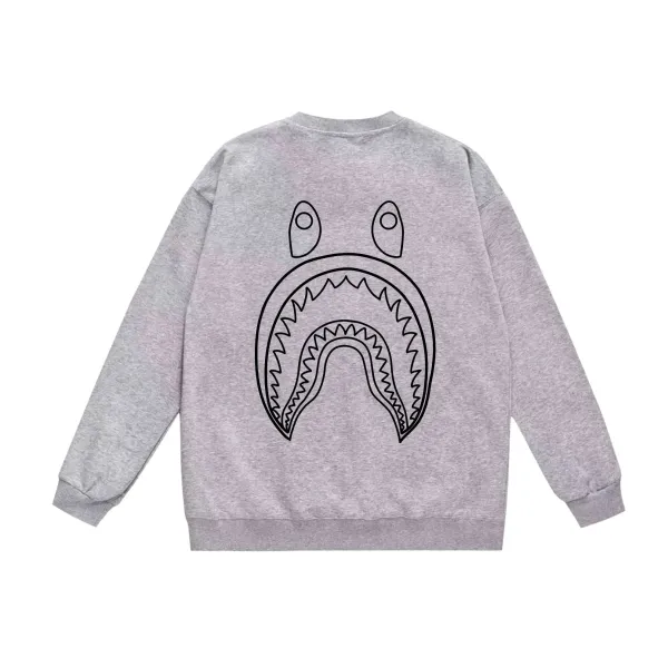 A Bathing Ape Shark Face Outline Gray Hoodie - 1