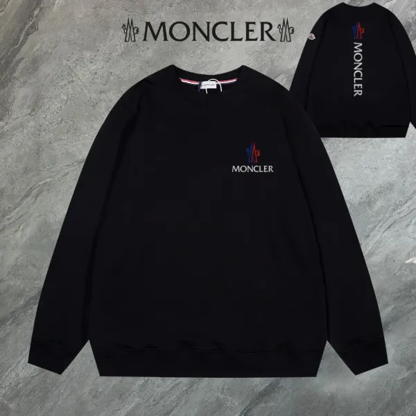 Moncler Logo Embroidered Black Hoodie - 1