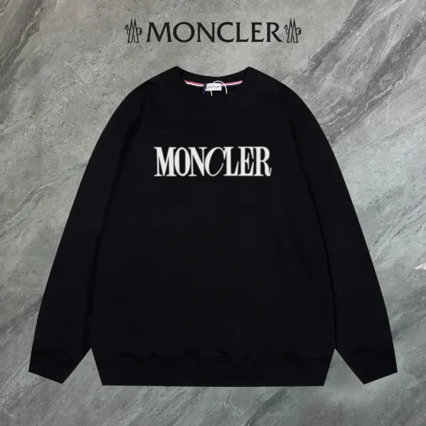 Moncler Logo Print Black Crewneck Sweatshirt - 1