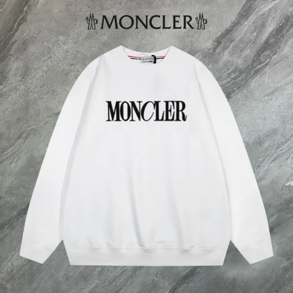 Moncler Logo Print White Hoodie - 1