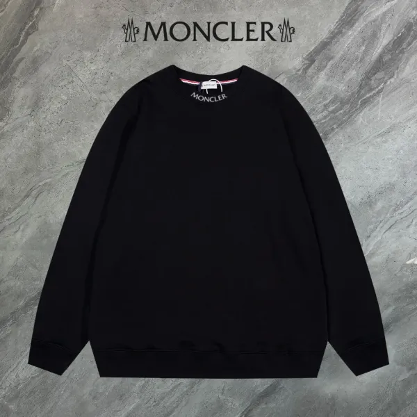Moncler Logo-Neck Black Crewneck Sweatshirt - 1