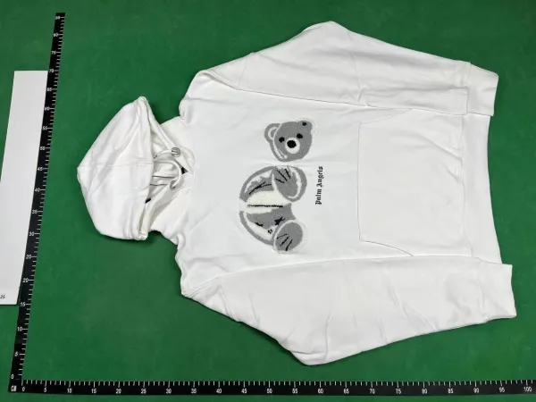 Palm Angels Teddy Bear Embroidered White Hoodie - 8