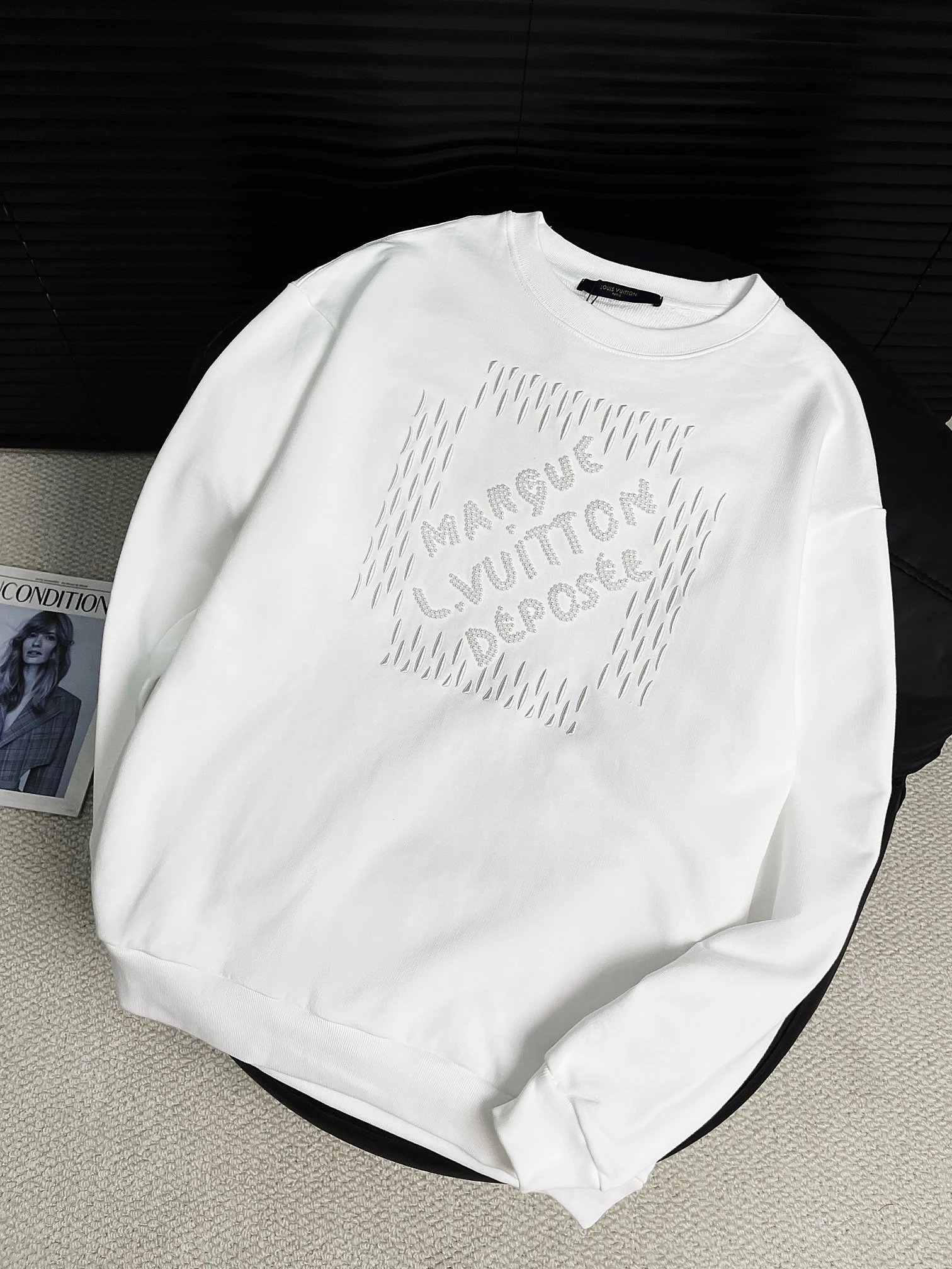 Maison Margiela x Louis Vuitton Logo-Embroidered White Hoodie - 1