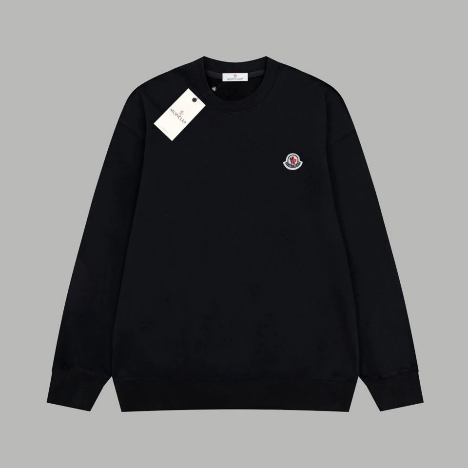 Moncler Logo Embroidered Black Crewneck Sweatshirt - 1
