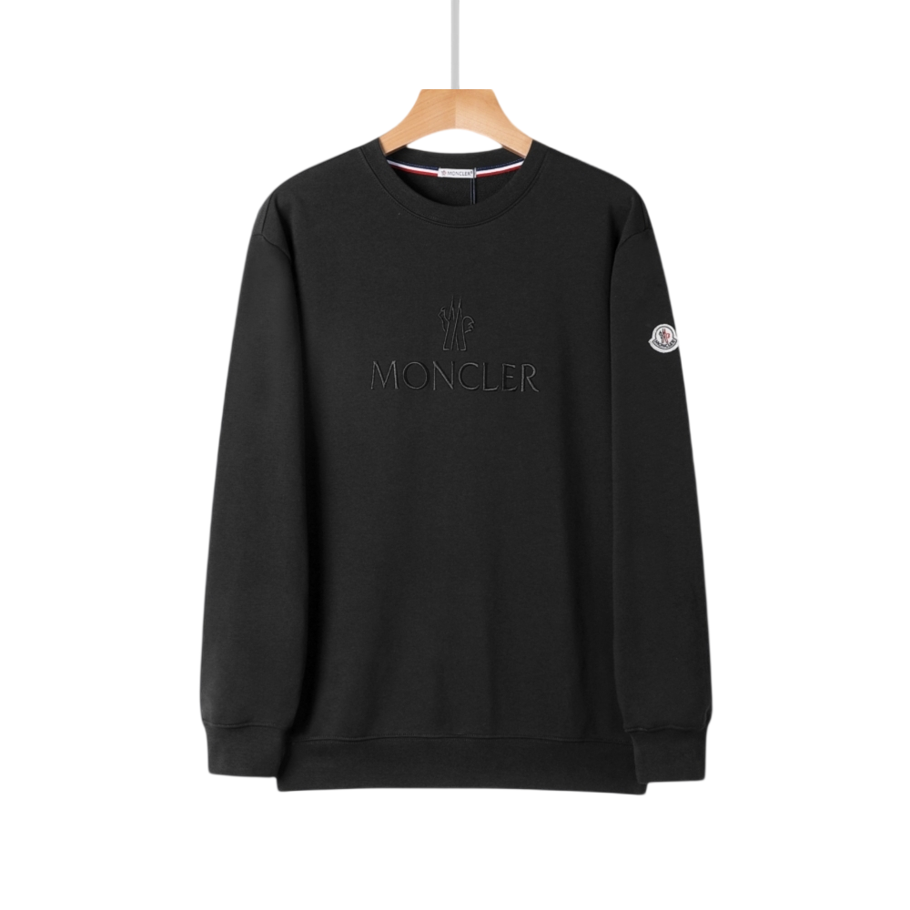 Moncler Embroidered Logo Black Sweatshirt - 1