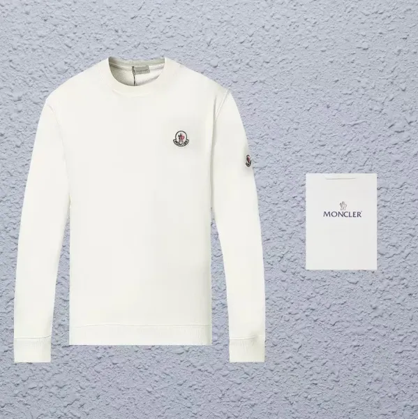 Moncler Logo Embroidered Crewneck Sweater White - 1