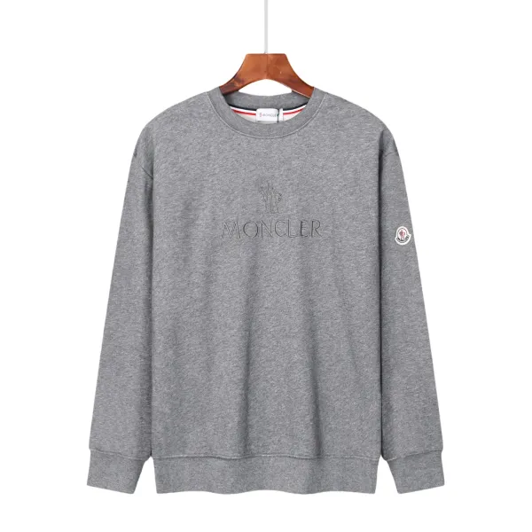 Moncler Embroidered Logo Sweatshirt Gray Hoodie - 1