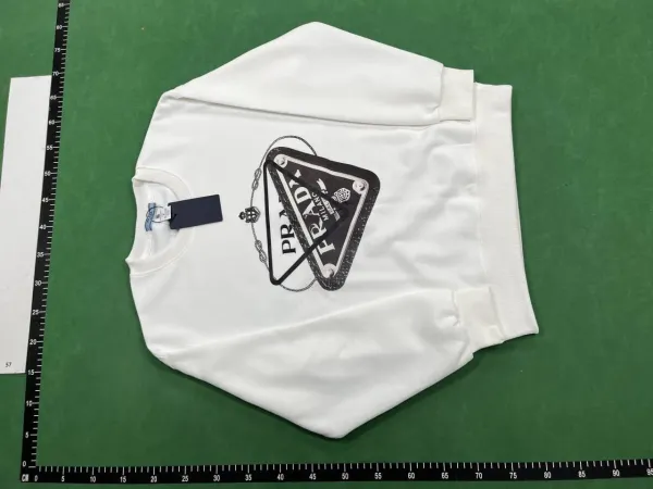 Prada Logo Patch White Hoodie with Louis Vuitton Trainer Sneakers - 9