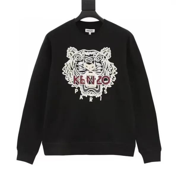 Kenzo Tiger Embroidered Black Hoodie - 1