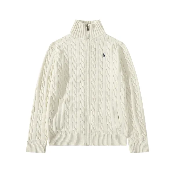 Ralph Lauren Cable Knit Zip-Up Sweater Ivory - 1