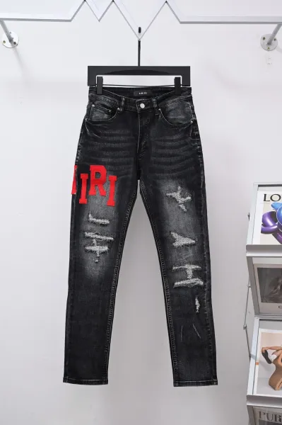 Amiri Distressed Logo Jeans Black - 1