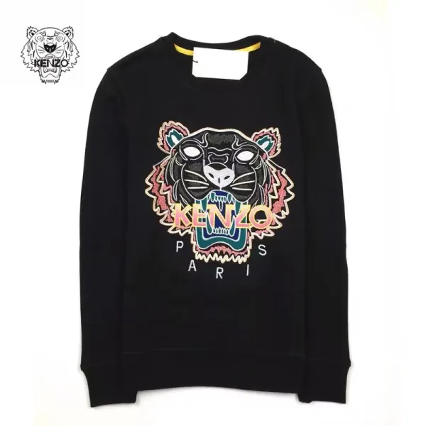 Kenzo Tiger Embroidered Black Hoodie - 1