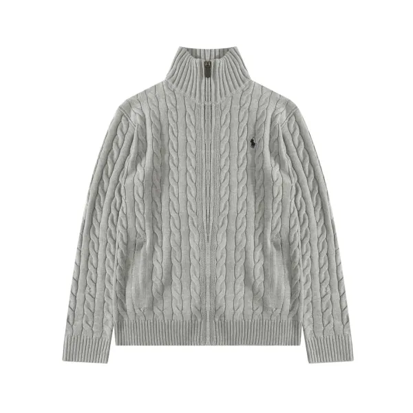 Ralph Lauren Cable Knit Zip-Up Sweater Gray - 1