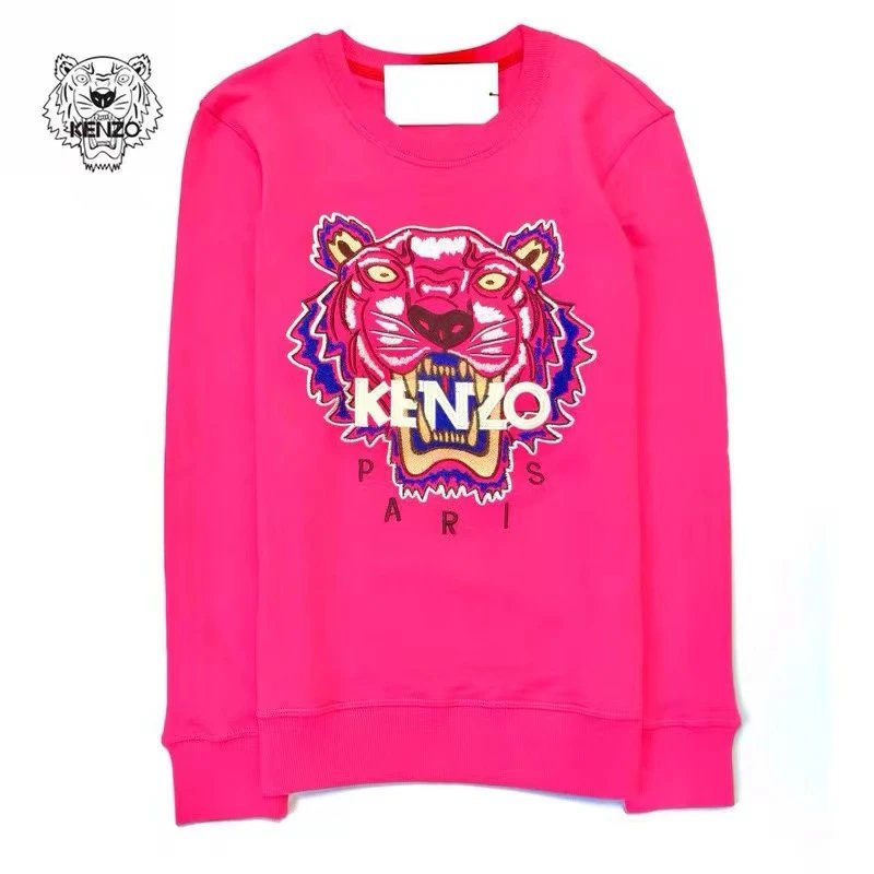 Kenzo Tiger Embroidered Pink Hoodie - 1