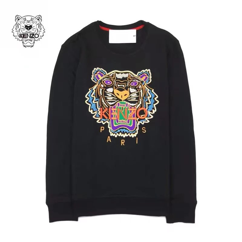 Kenzo Tiger Embroidered Black Hoodie - 1