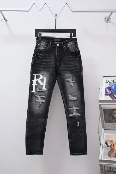 Amiri Distressed Logo Jeans Black - 1