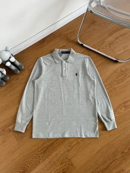 Ralph Lauren Classic Fit Long Sleeve Polo Gray - 1