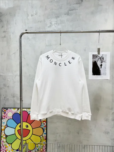 Moncler Logo Arch Sweatshirt White Hoodie - 1
