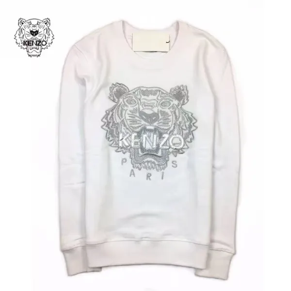 Kenzo Tiger Embroidered White Hoodie - 1