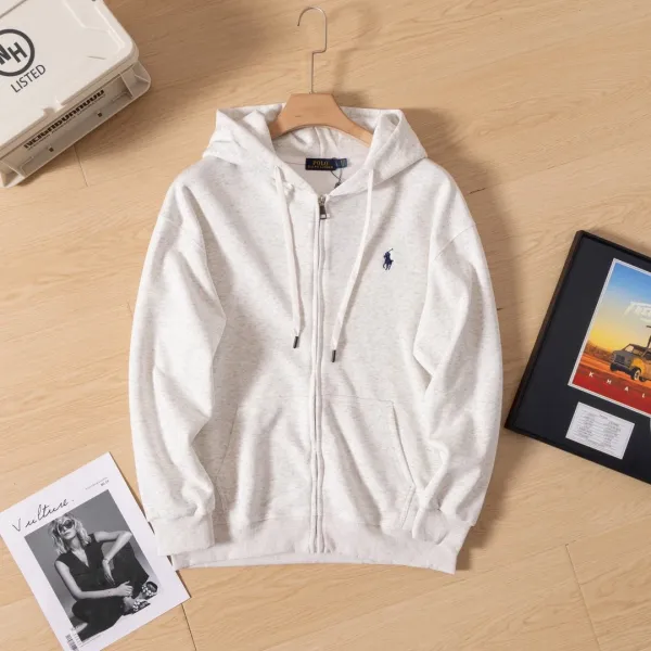 Ralph Lauren Polo Small Pony Zip-Up Hoodie Oatmeal Hoodie - 1