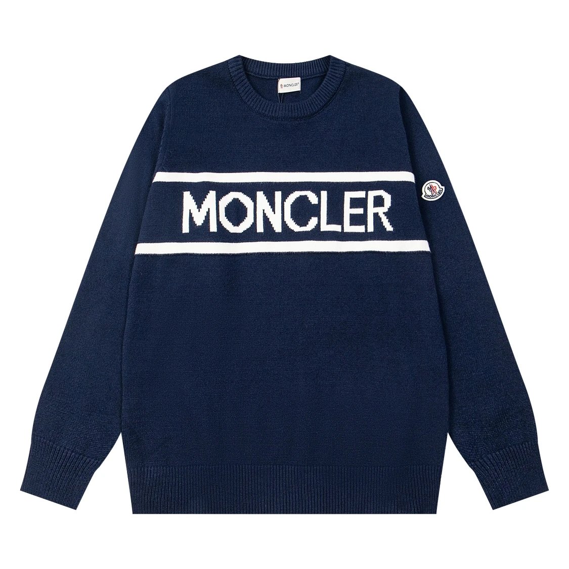 Moncler Logo Stripe Navy Sweater - 1