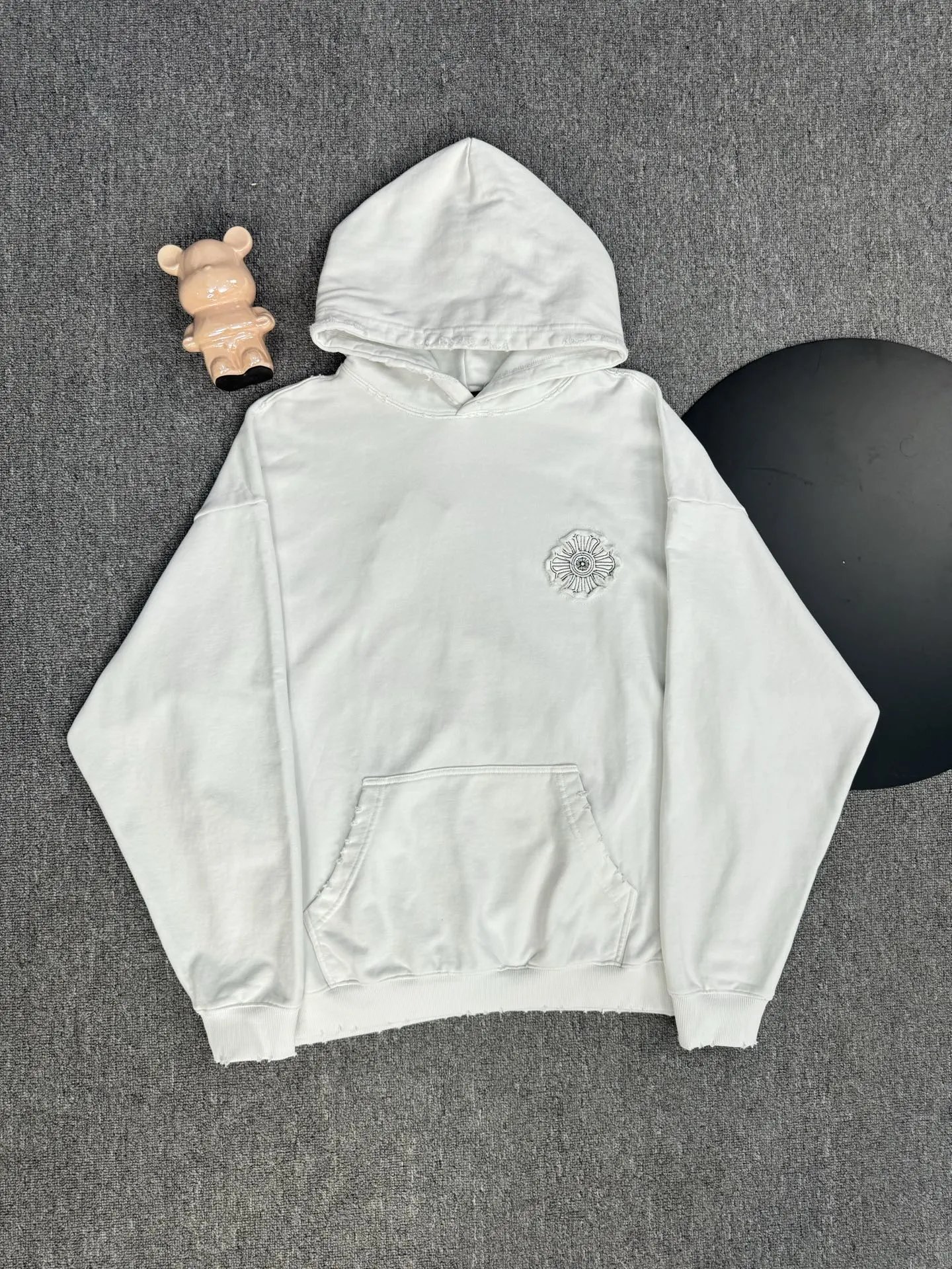 Chrome Hearts Long Sleeve Black White Navy Tie-Dye Hooded Sweatshirt