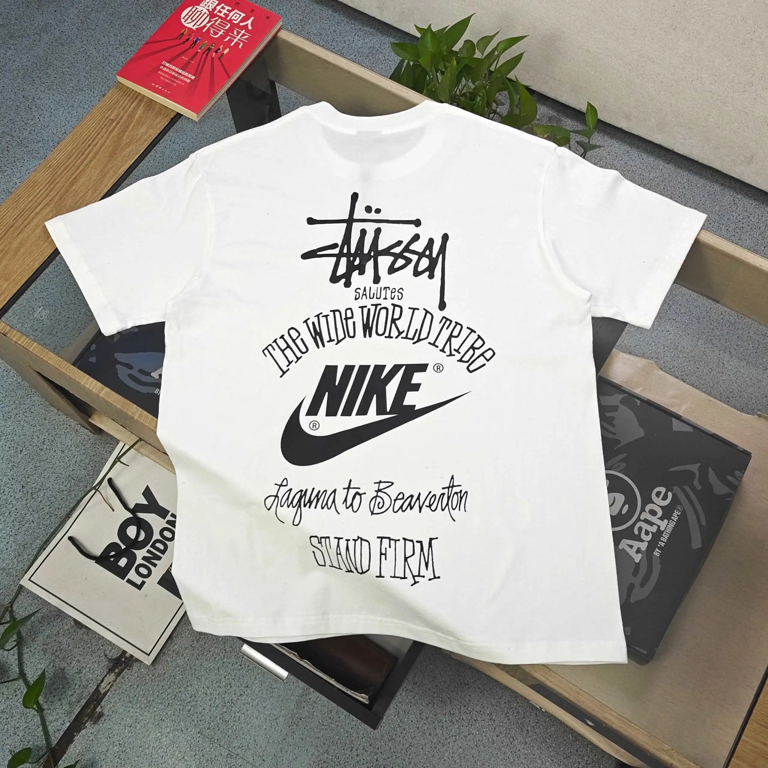 Stussy x Nike T-shirt World Tribe White