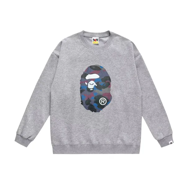 A Bathing Ape Camo Ape Head Graphic Hoodie Gray - 8