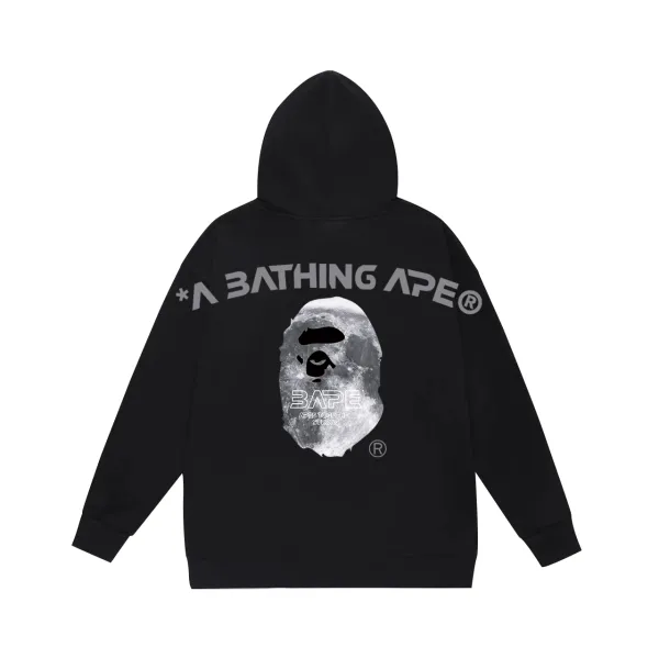 A Bathing Ape Moon猿头印花连帽卫衣 Black Hoodie - 1