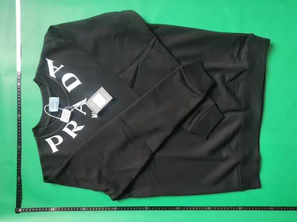 Prada Logo Patch White Hoodie with Louis Vuitton Trainer Sneakers - 4