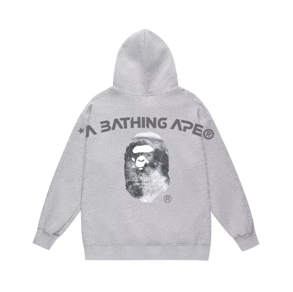 A Bathing Ape Moon猿头印花连帽卫衣 Gray Hoodie - 1