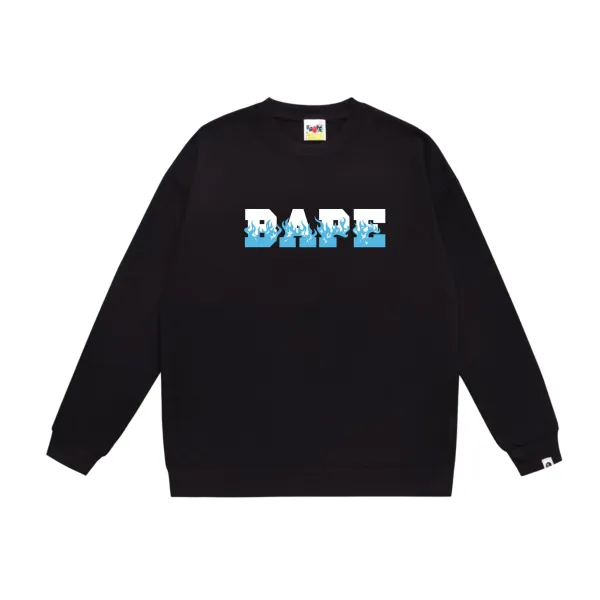 A Bathing Ape BAPE Flame Logo Black Hoodie - 1