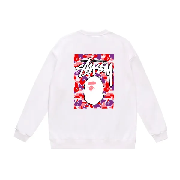 Stussy x A Bathing Ape Camo Graphic Hoodie White - 1