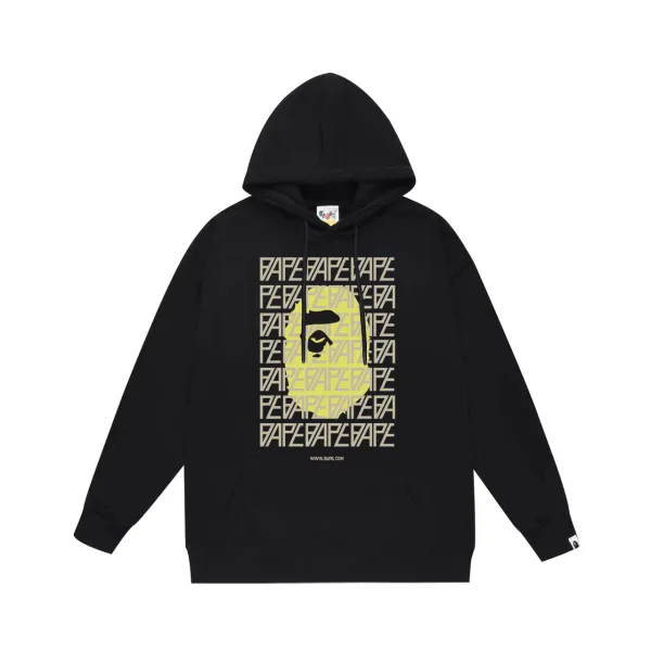 A Bathing Ape Repeat Logo Hoodie Black - 1