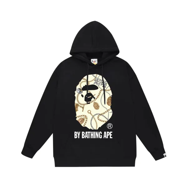 A Bathing Ape Chain Ape Hoodie Black - 1