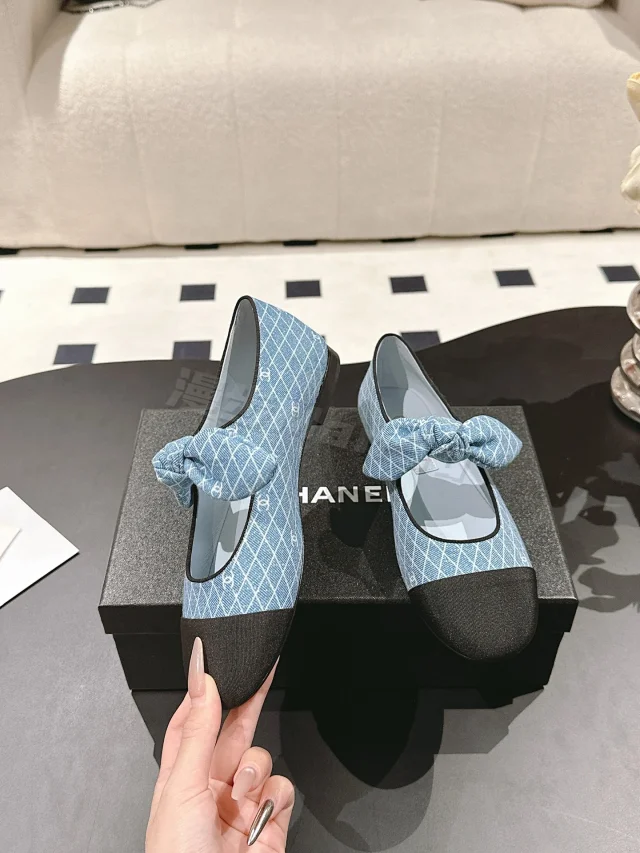 Chanel Leather Shoes Bow Cap-Toe Ballet Flats product detail image 47