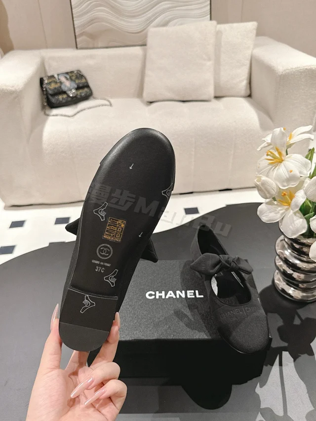 Chanel Leather Shoes Bow Cap-Toe Ballet Flats product detail image 29
