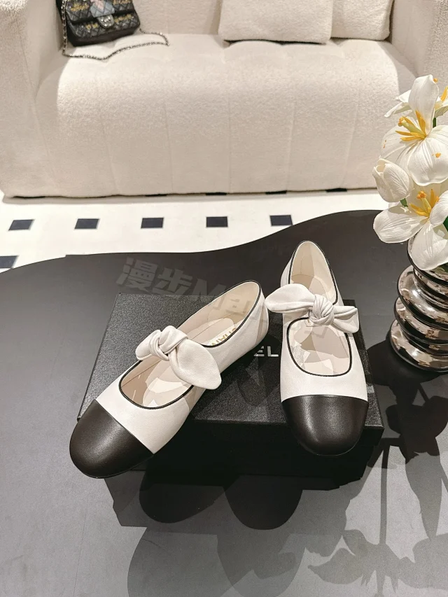 Chanel Leather Shoes Bow Cap-Toe Ballet Flats product detail image 64