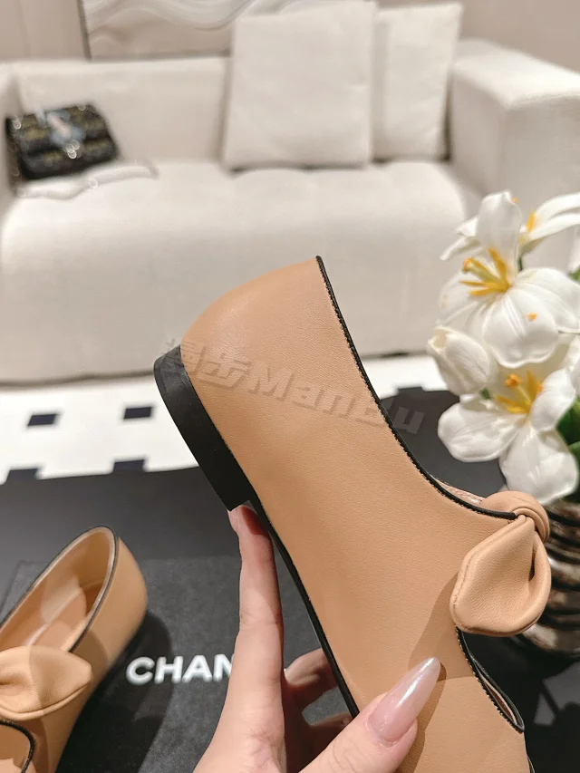 Chanel Leather Shoes Bow Cap-Toe Ballet Flats product detail image 81