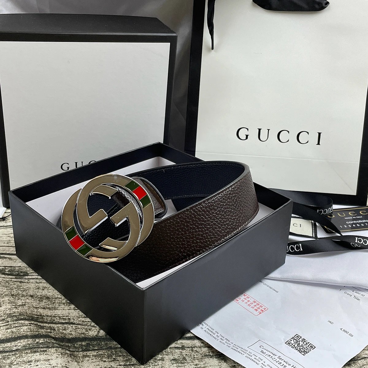 Gucci GG Marmont Canvas Belt Red Multicolor - 12