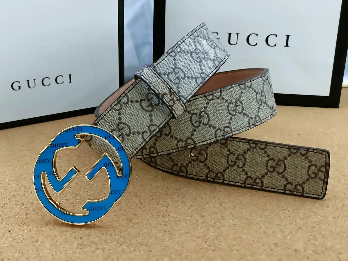 Gucci GG Marmont Belt Brown Leather with Red Enamel Buckle - 5