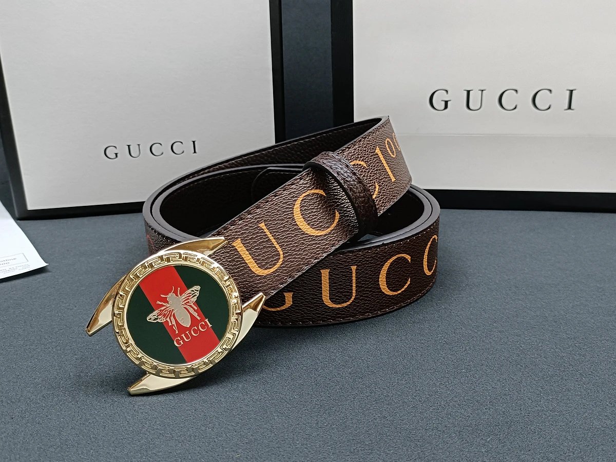 Gucci GG Marmont Belt Brown Leather with Red Enamel Buckle - 15